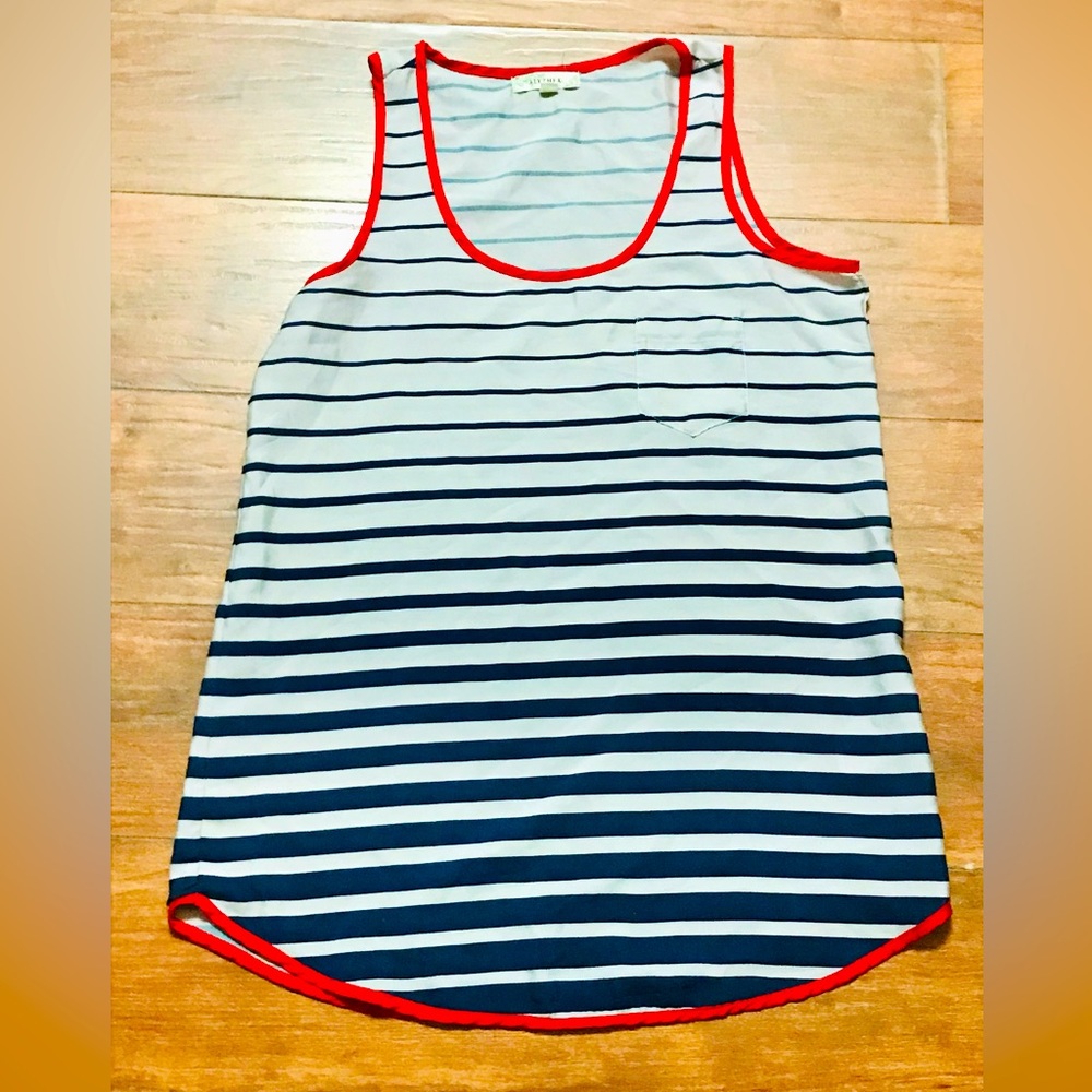 🚨💎 Vintage Alythea Cream With Navy Stripes Sleeveless Blouse